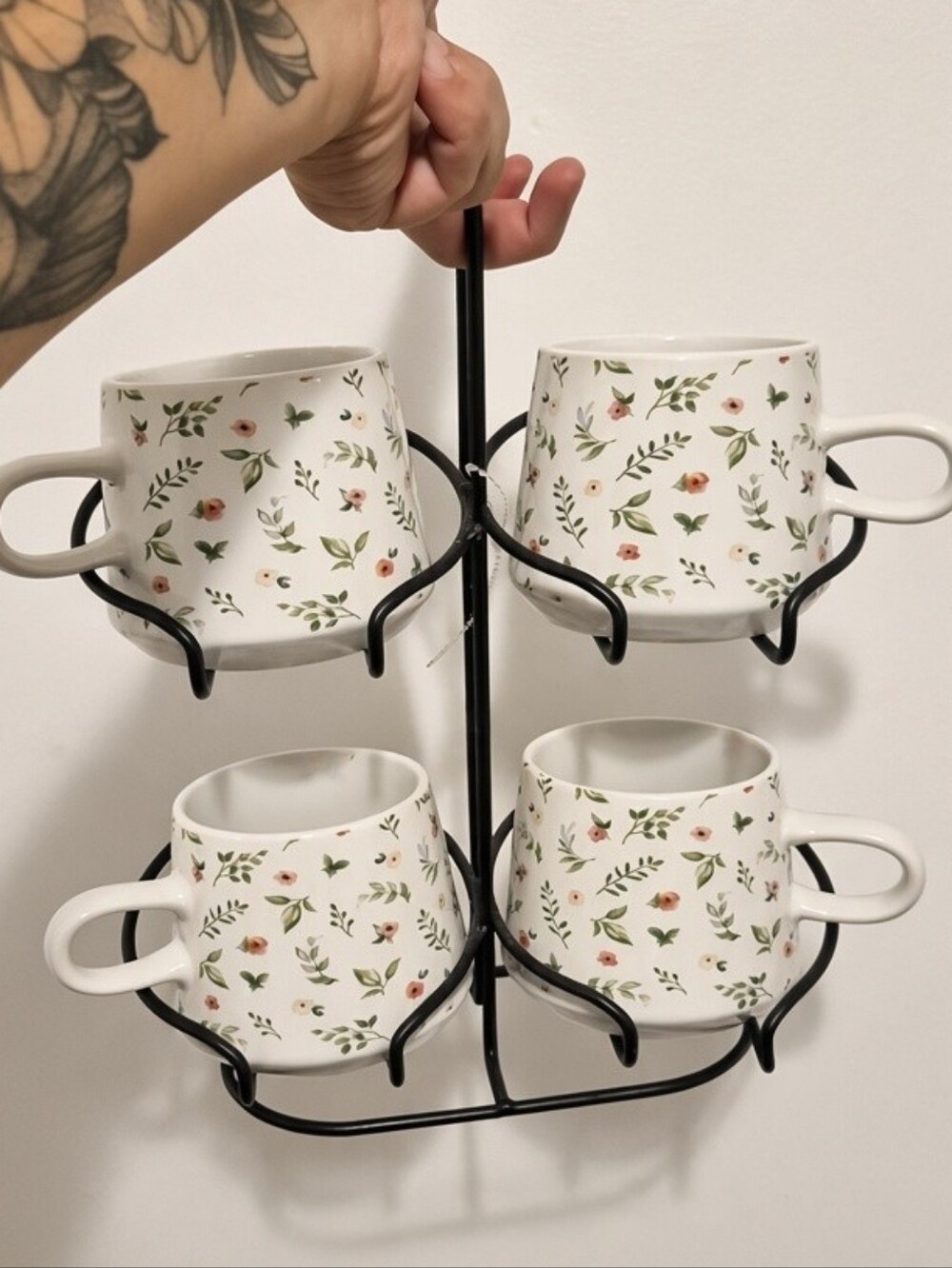 White Floral Mug Set (4-Pack)